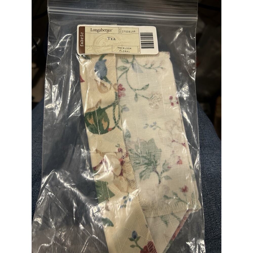 Longaberger Tea Small Key Basket Liner HEIRLOOM FLORAL Fabric NEW